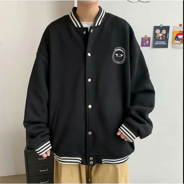 Áo khoác bóng chày nam thời trang Hàn Quốc cho nữ new ifashion top đơn sắc in hoaThêu thùa áo dài tay coat