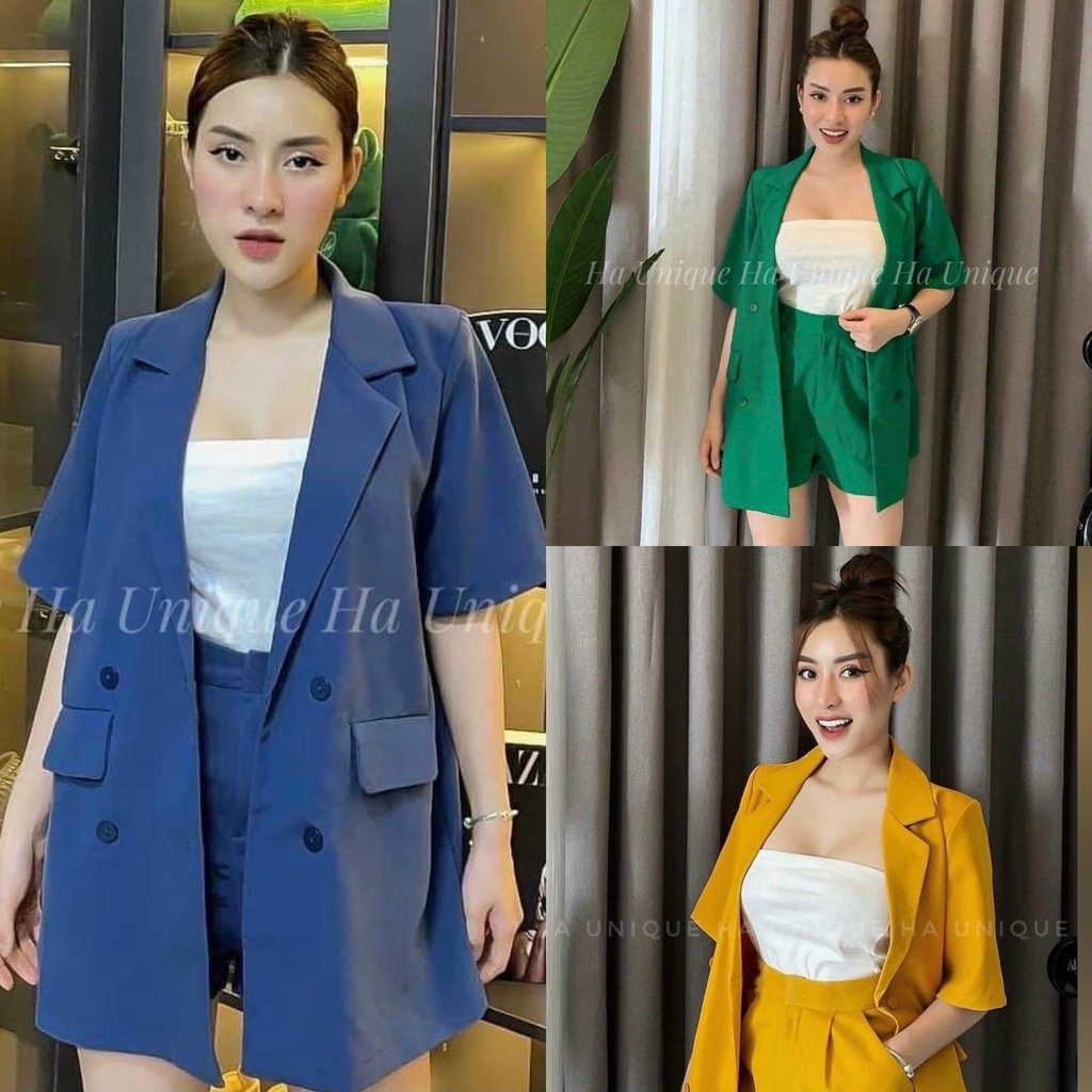 Sét đồ bộ nữ vest thanh lịch 3 món sang trọng quý phái nhiều màu siêu xinh dễ phối đồ