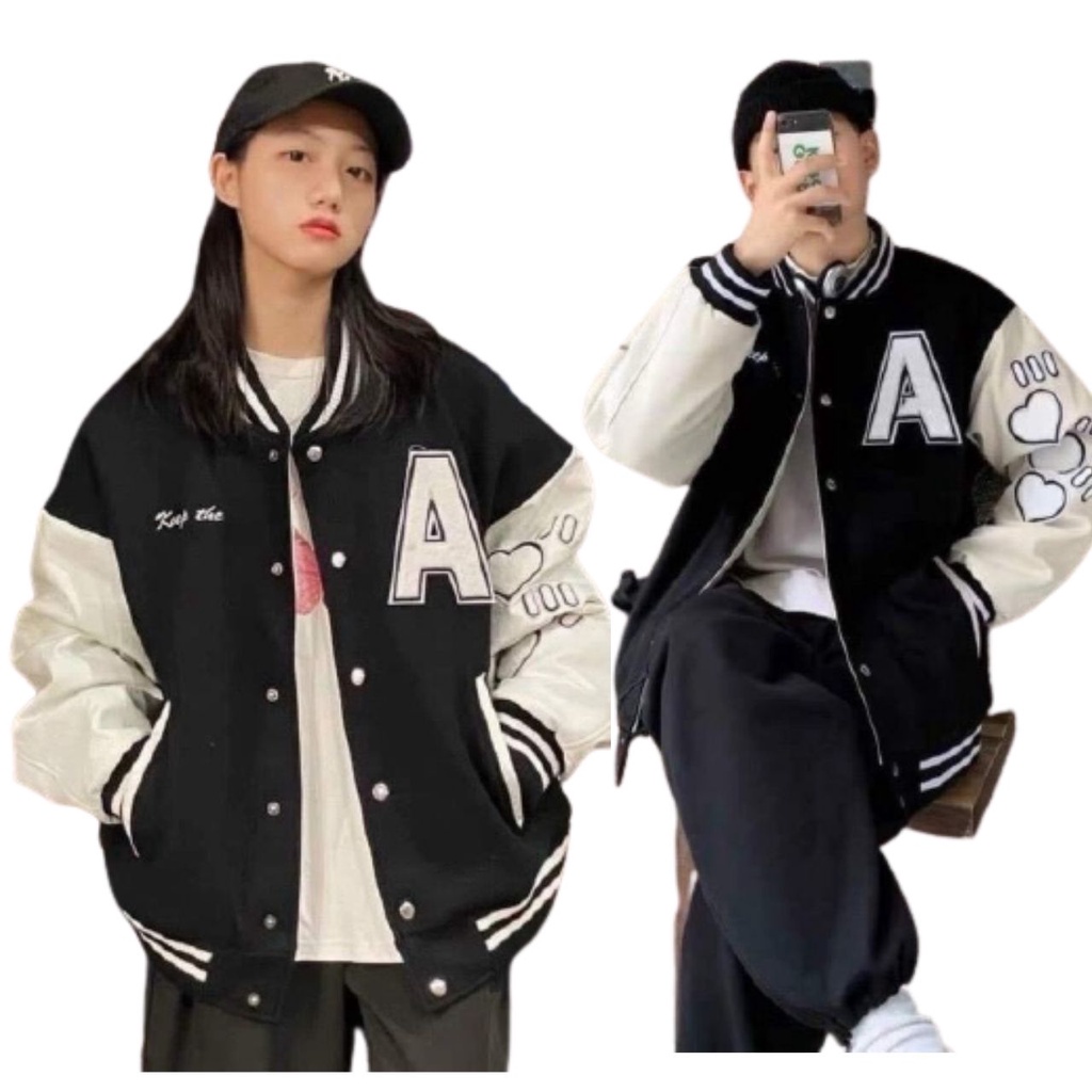 Áo Khoác Bomber Nam Nữ Unisex Phối Tay Chữ A Cá Tính Mã 428 You Store