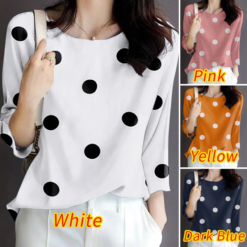 Áo ZANZEA tay lỡ 3/4 in chấm bi thời trang cho nữ