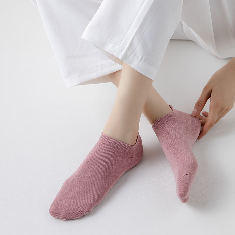 Summer Women Low top Socks Plain 100% Cotton Non-slip Female Casual Invisible Socks Elastic Slipper Socks