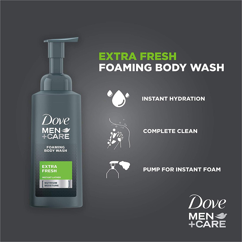 Gel tắm tạo bọt cho nam Dove Men+care Foaming Body Wash Extra Fresh 400ml (Mỹ)