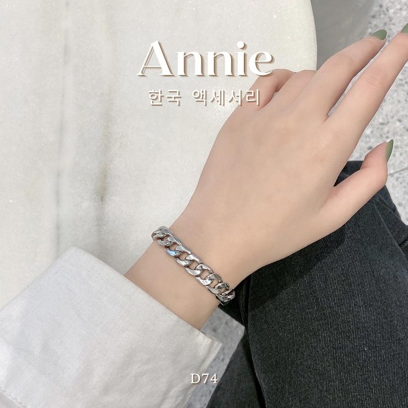 Vòng tay lắc tay mắt xích bạc phong cách cá tính năng động unisex ANNIE - D74