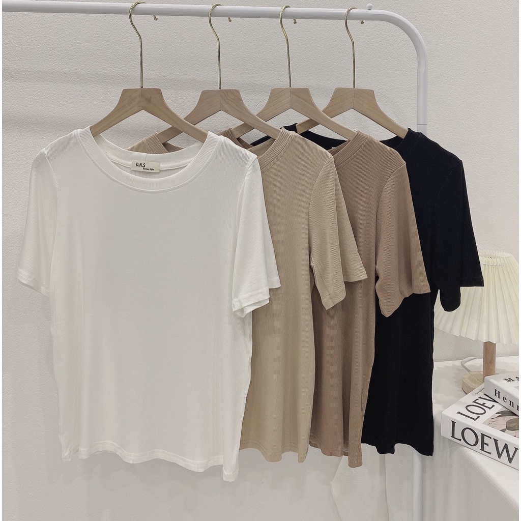 [ATN04-DN] Áo Thun Trơn Cổ Tròn Dáng Basic, Thun Nữ Cộc Tay Co Dãn 29August | BigBuy360 - bigbuy360.vn