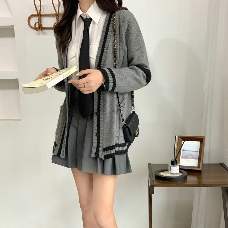 Áo Khoác Cardigan Dệt Kim Tay Dài Phong Cách Hàn Quốc