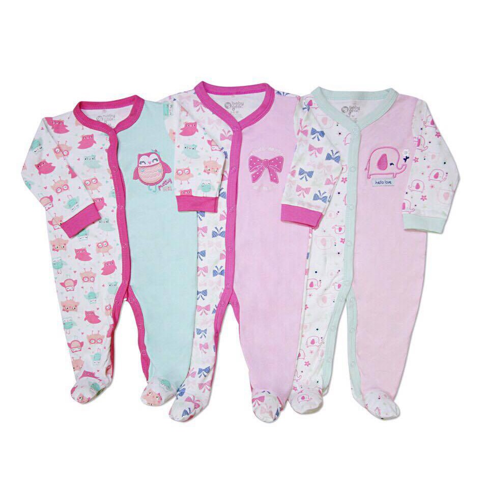 Set 3 bộ body liền chân hàng xuất dư cho bé trai và bé gái