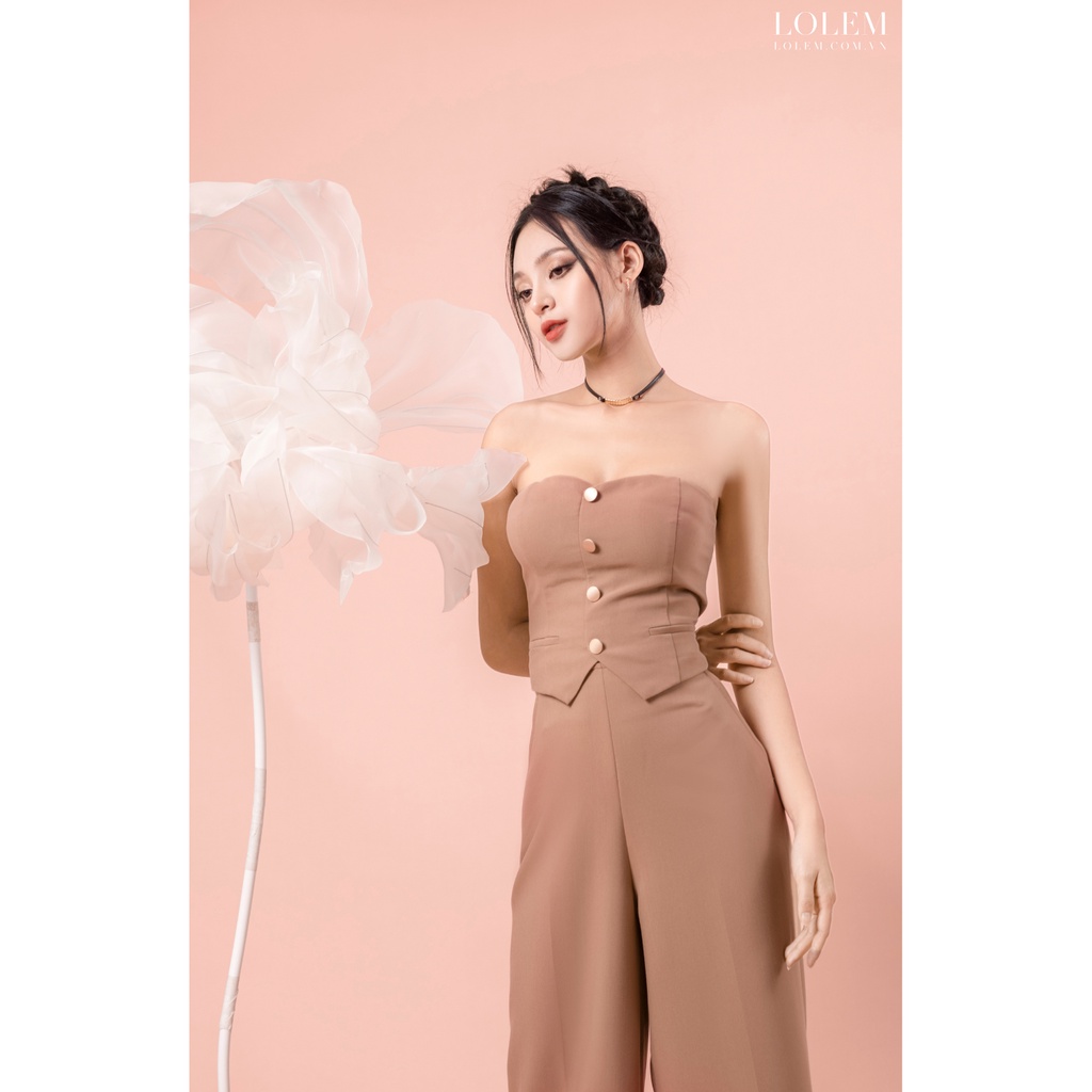 Áo cúp ngực LOLEM AK1279 phối 4 nút đồng vải chéo xước giữ form tốt