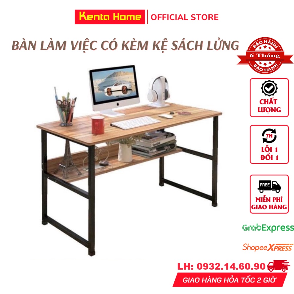 Bàn làm việc, học tập, văn phòng, kích thước 80x40x73cm có hai tầng Chân sắt U2 BLV02. Đầy đủ phụ kiện ốc và vít lắp ráp