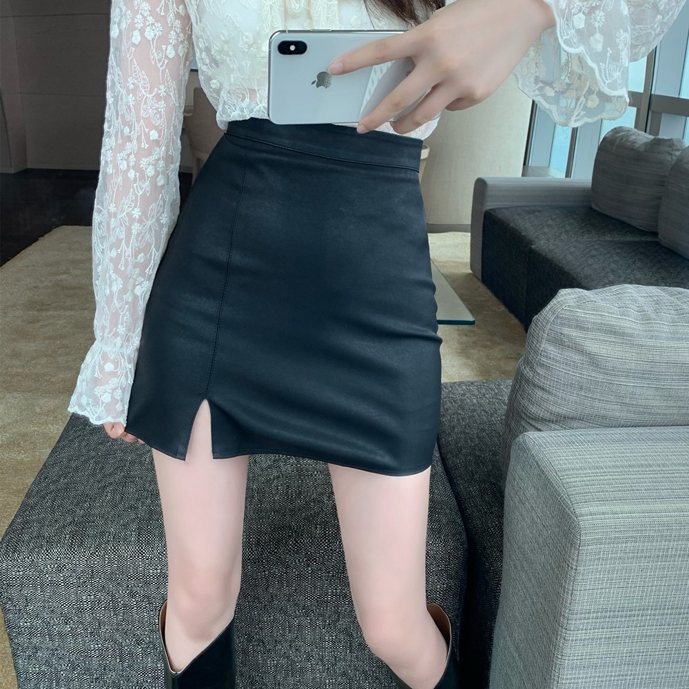Chân Váy Da Lưng Cao Xẻ Tà Thời Trang Cho Nữ | BigBuy360 - bigbuy360.vn
