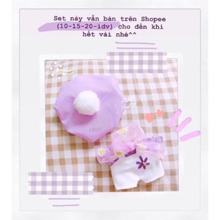 "Có Sẵn"Outfit cho doll 10-15-20-idv/Labubu17cm- (set yếm cúc tím) quần áo cho búp bê idol Hàn Quốc