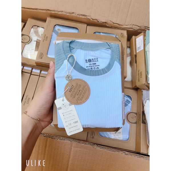 Bộ dài tay raglan modal organic Hrnee