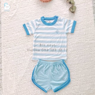 Bộ Nous cài vai cộc kẻ xanh to