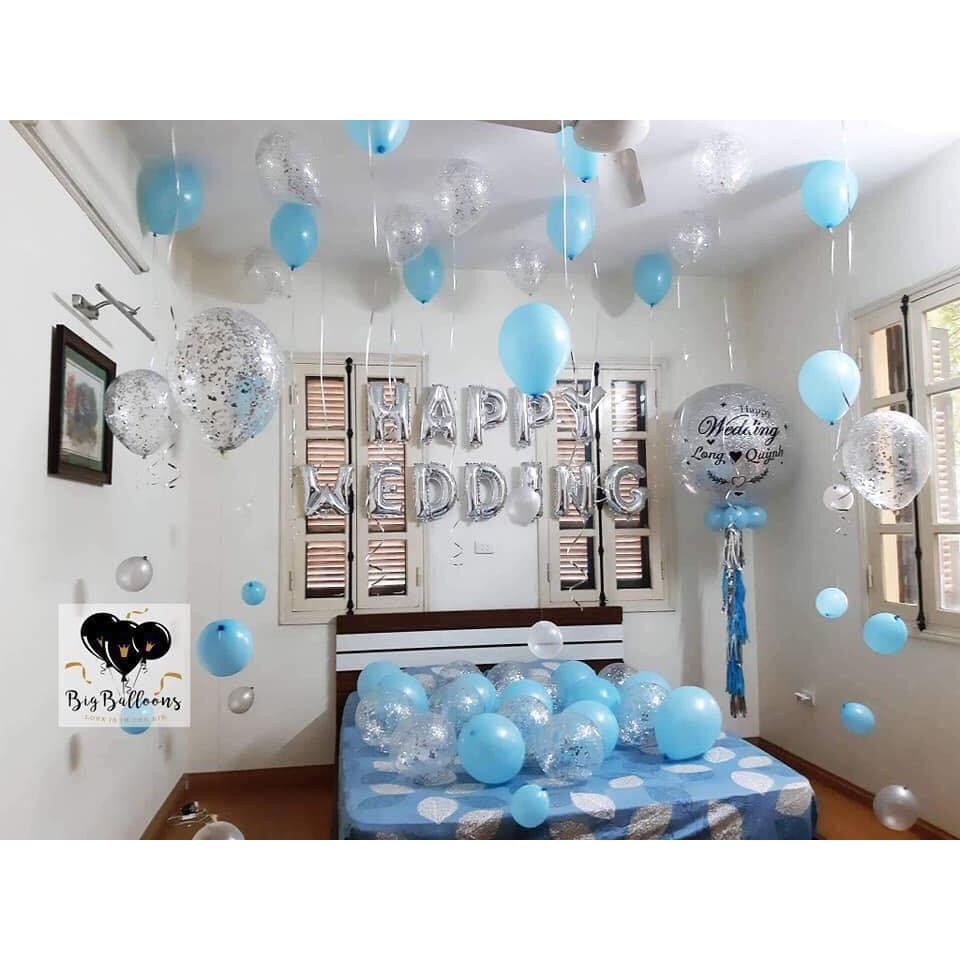 Set trang trí phòng cưới tông xanh
