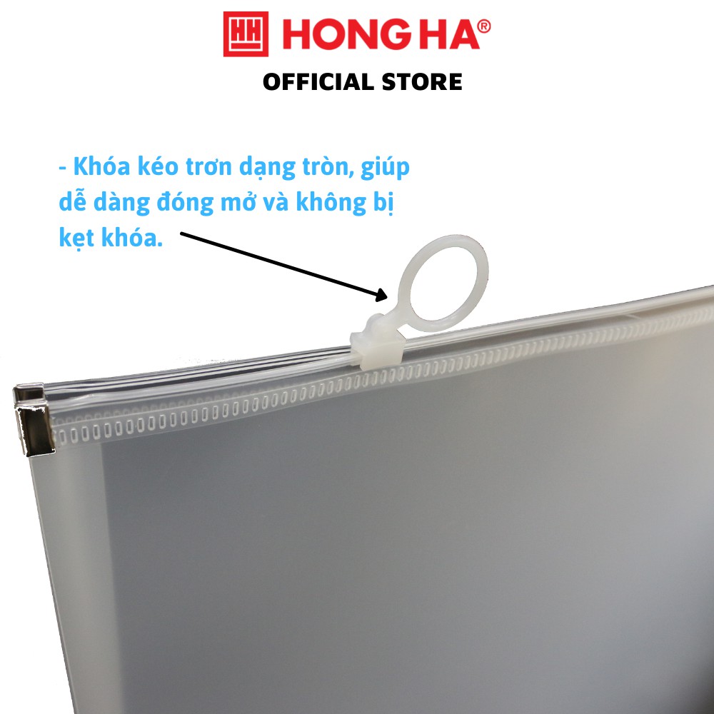 Túi đựng tài liệu Hồng Hà Clear bag S20 Khoá Zip, đựng vừa tài liệu A4 - 6670