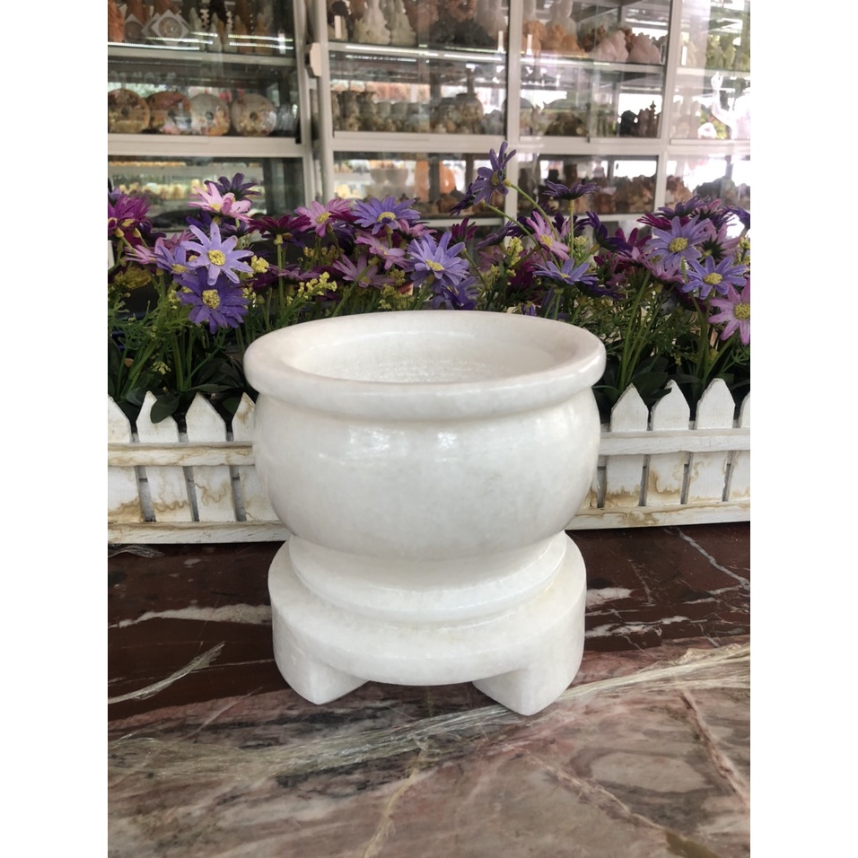 Lư hương, bát nhang thờ cúng đá trắng