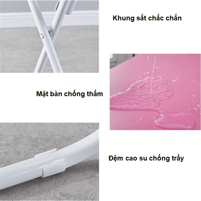 Bàn gỗ xếp vuông mini chân liền