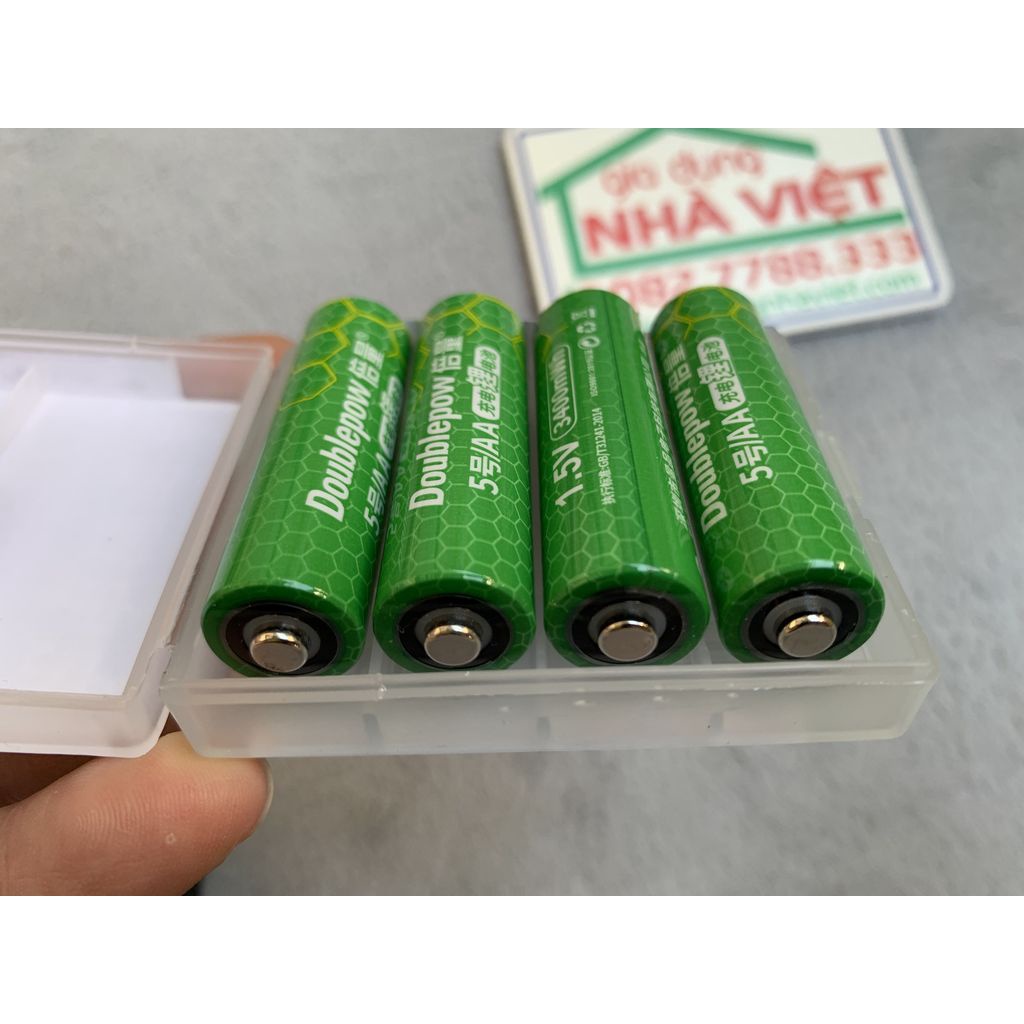 Bộ 4 pin sạc Doublepow 1.5V 3400mWh phiên bản 2022 kèm sạc pin DP-L156 LCD Type-C