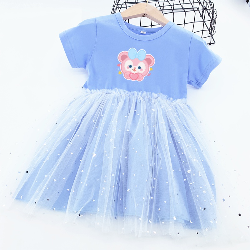 Đầm Tutu Phối Lưới In Hoạt Hình Thỏ Và Ngôi Sao Thời Trang 2022 Cho Bé Gái