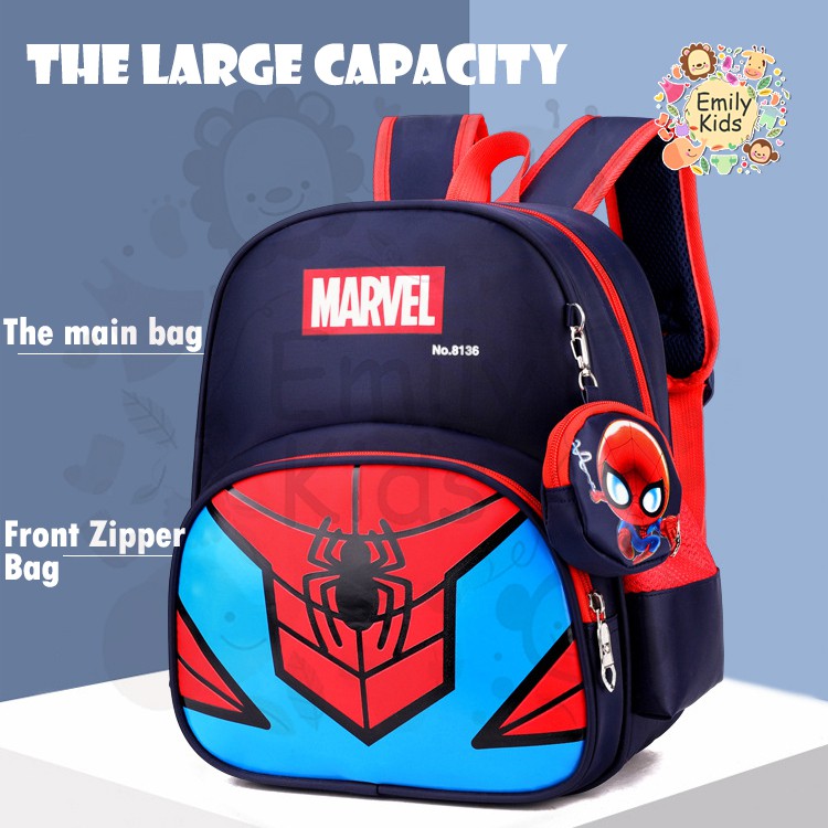 Ba Lô Học Sinh In Hoạ Tiết Hoạt Hình Người Nhện/Captain America Thời Trang Dành Cho Bé 4-6 Tuổi