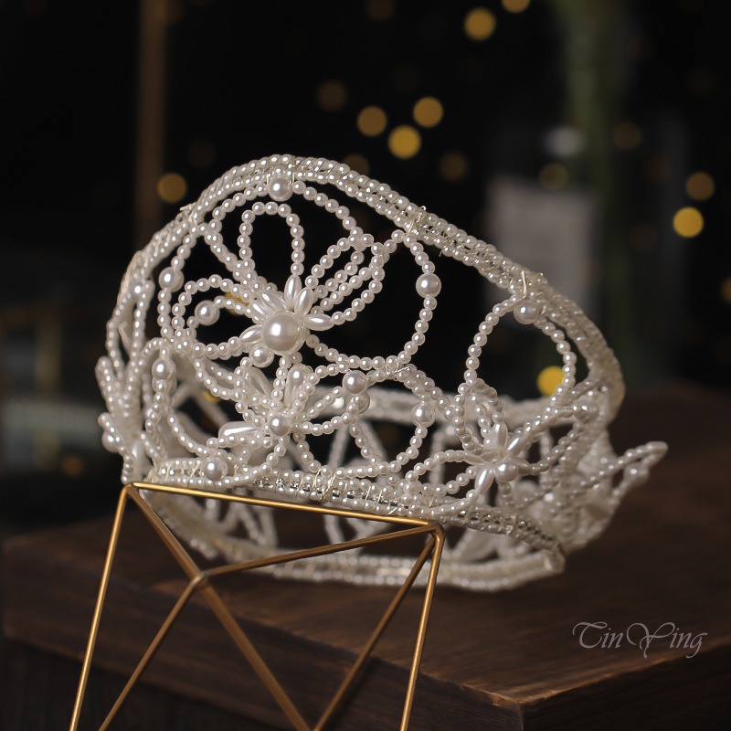 GETNOIVAS Set Vương Miện Và Bông Tai Handmade Sang Trọng Cho Cô Dâu