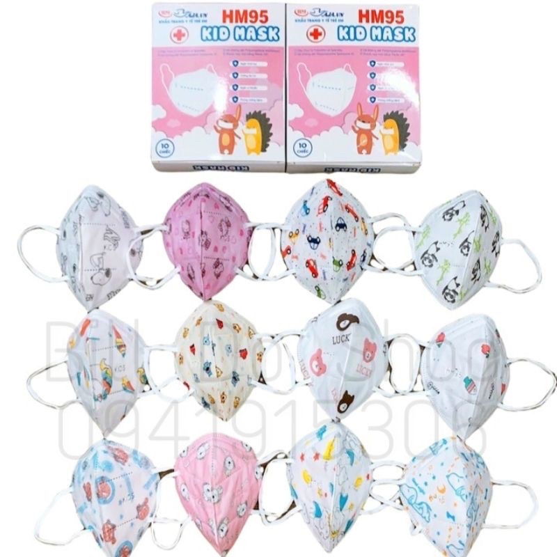khẩu trang N95 trẻ em 5 lớp chống bụi mịn ôm sát mặt ( hộp 10 chiếc)