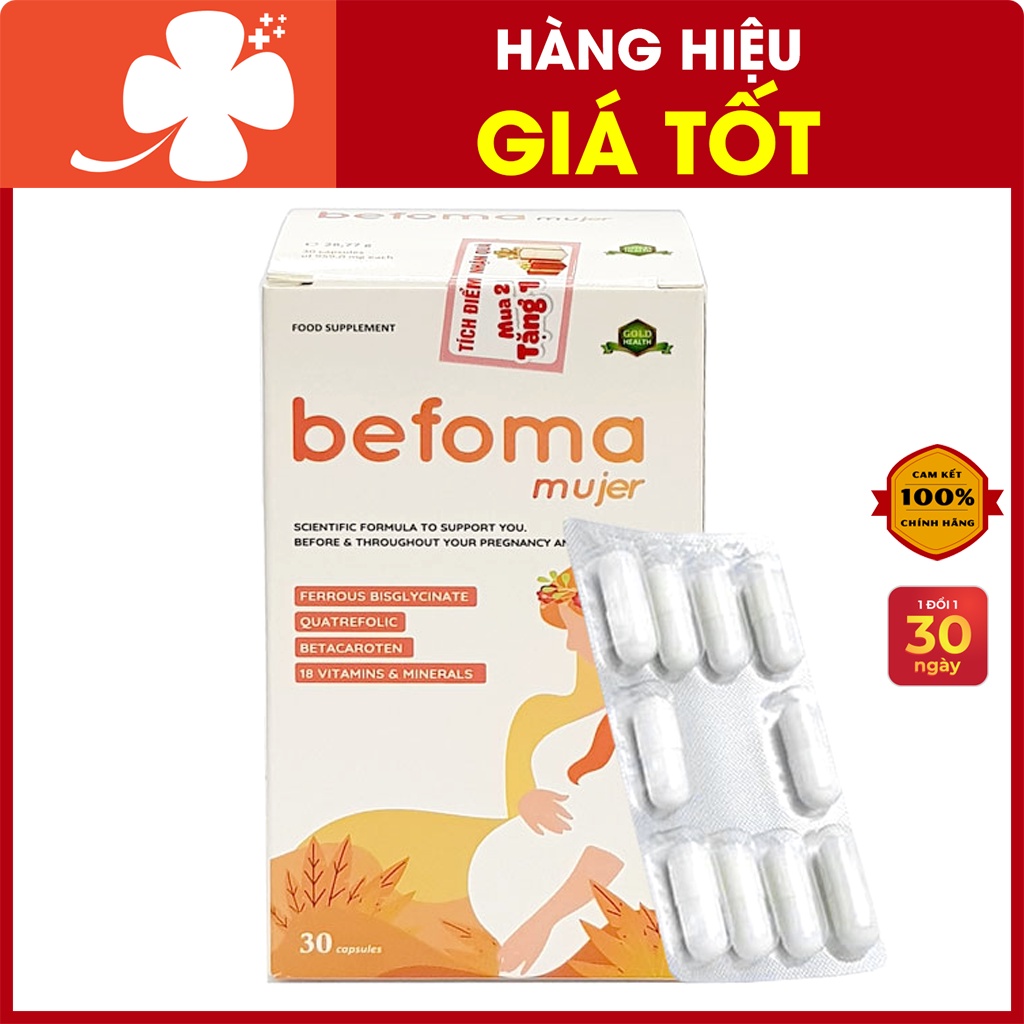 Befoma Mujer, hỗ trợ tăng cường sức khỏe phụ nữ trong thời kỳ sinh sản - Tây Ban Nha (hộp 30 viên)
