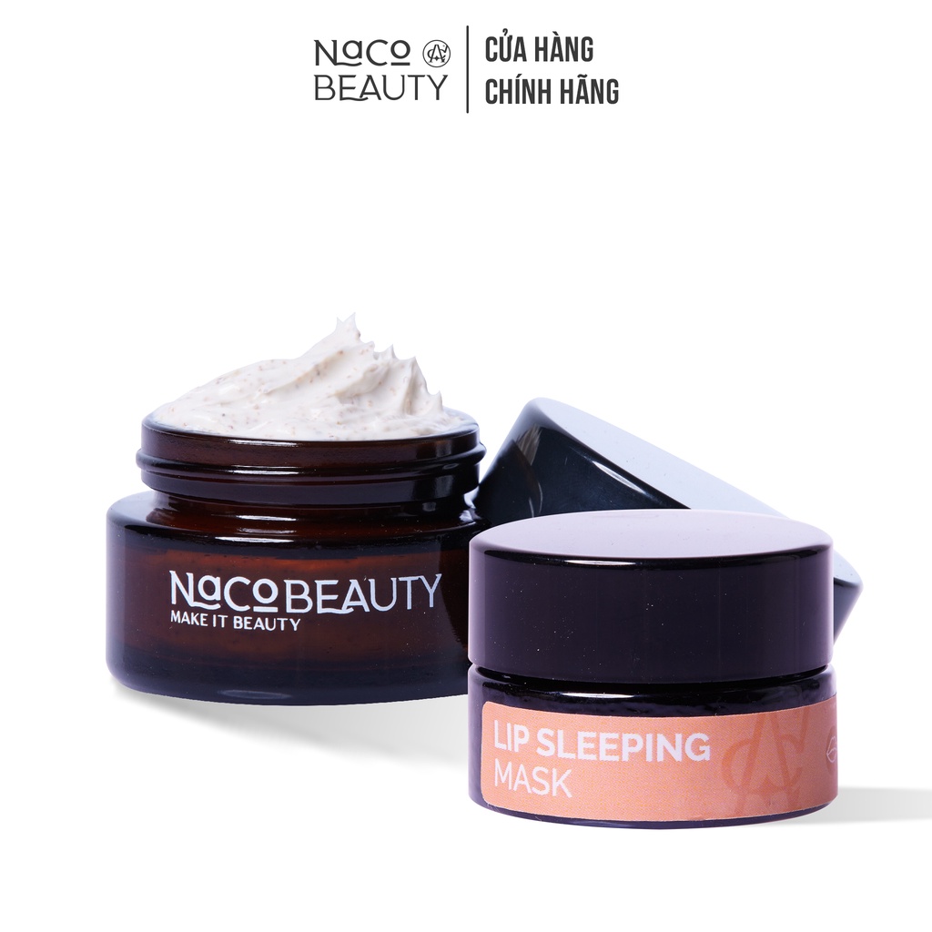 Combo Mặt Nạ Môi &amp; Tẩy Tế Bào Chết NacoBeauty Dưỡng Hồng Môi Khô Môi Set Dưỡng Môi Ủ Môi Hồng Tẩy Tế Bào Chết Môi Hạt Mơ