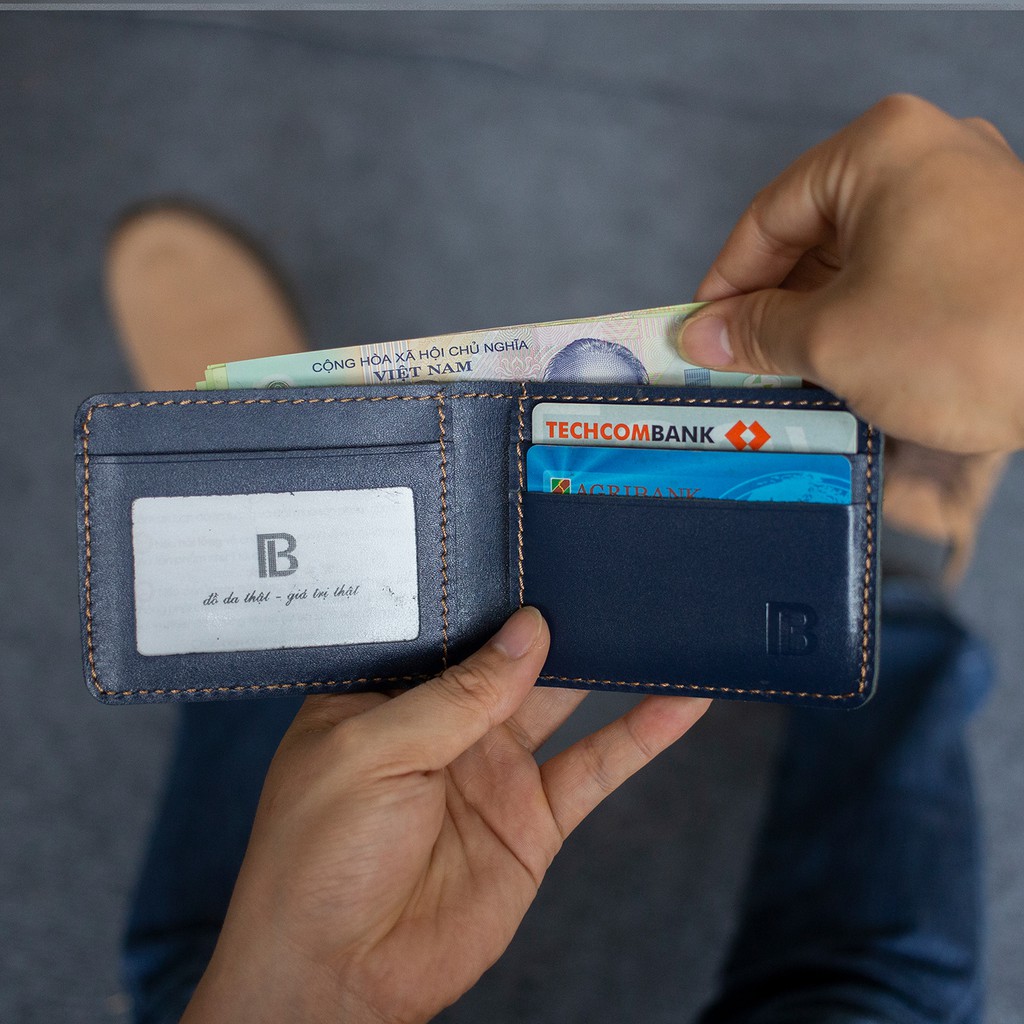 Ví nam mini V115 cao cấp- Ví nam nhỏ gọn da bò Nappa, 2 màu lựa chọn-Da thật, thương hiệu Bụi leather-BH 24 tháng