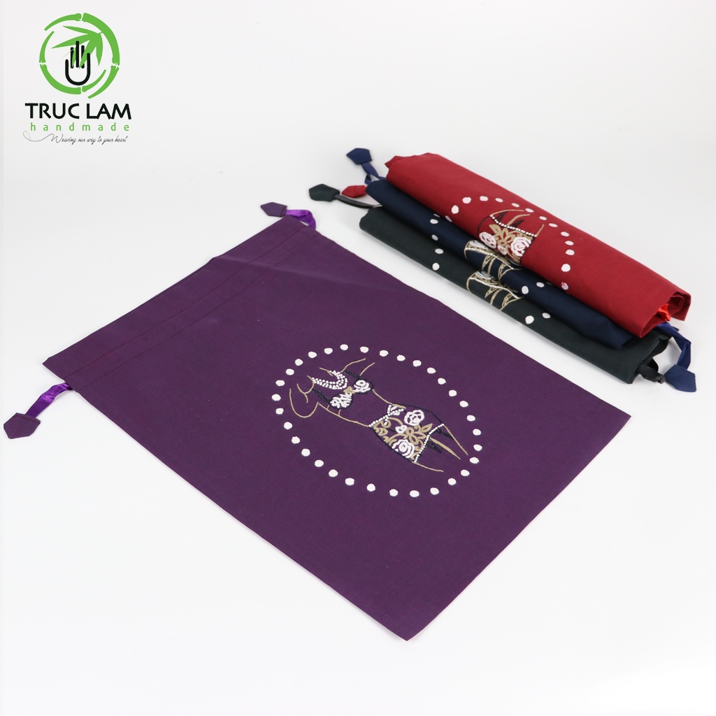 Túi Dây Rút Thời Trang Thêu Tay Họa Tiết Cô Gái Bikini Siêu Nhẹ - Trúc Lâm Handmade