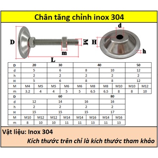 Chân đế inox 304 60x16M16