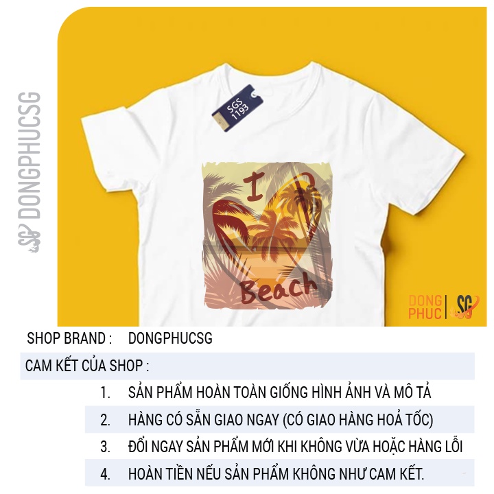 Áo thun hội nhóm unisex nam nữ gia đình BEACH phông màu trắng thun cotton mềm mịn SGS1193 | SG