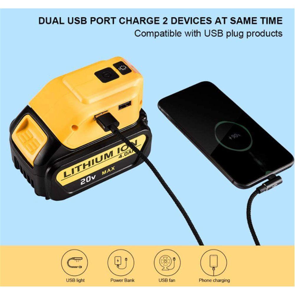 MYRONGVN Bộ Chuyển Đổi Pin Li-ion Di Động Với Đèn LED Sạc USB Cho Pin Li-ion 18V-20V