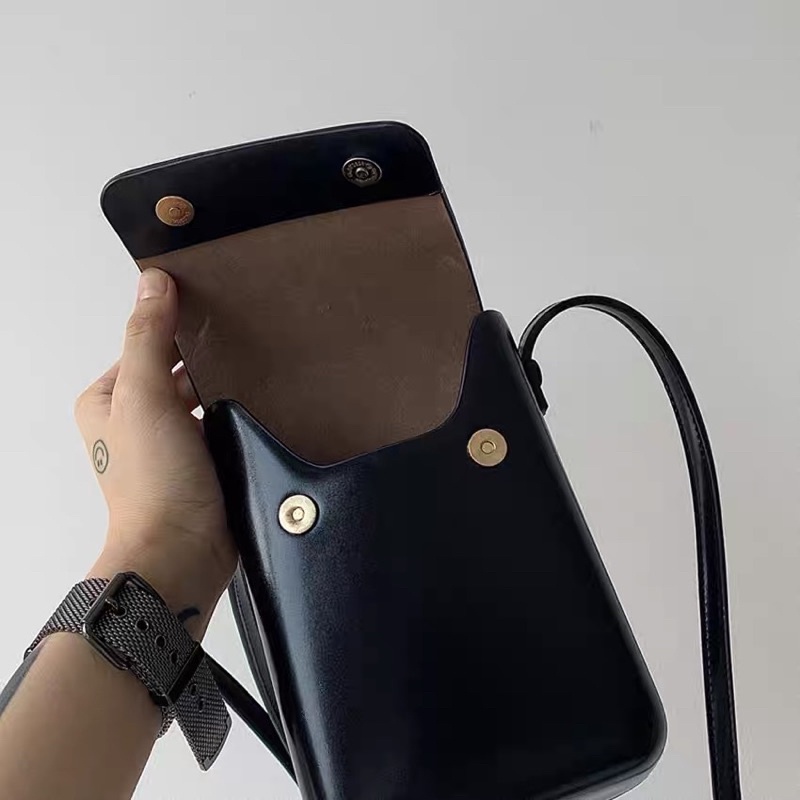 (CÓ SẴN -Đen, Nâu) Túi unisex đeo chéo đựng điện thoại nam nữ dáng basic dễ phối đồ đơn giản ulzzang Hàn Quốc hot