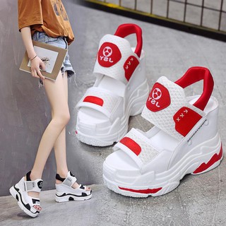 Giày sandal đế thô cao 12cm phong cách thể thao thời trang mùa hè cho nữ