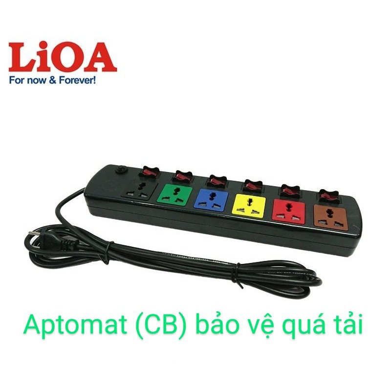 [Ổ ĐA NĂNG] Ổ cắm đa năng LiOA - 6 ổ cắm 6 công tắc - Bảo vệ quá tải - Chính hãng