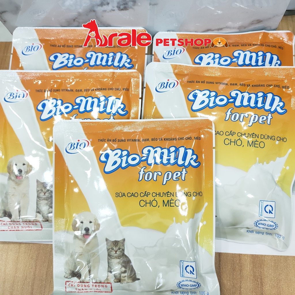 Sữa cho chó mèo BIO MILK Gói 100g Bổ sung vitamin, đạm, béo và khoáng