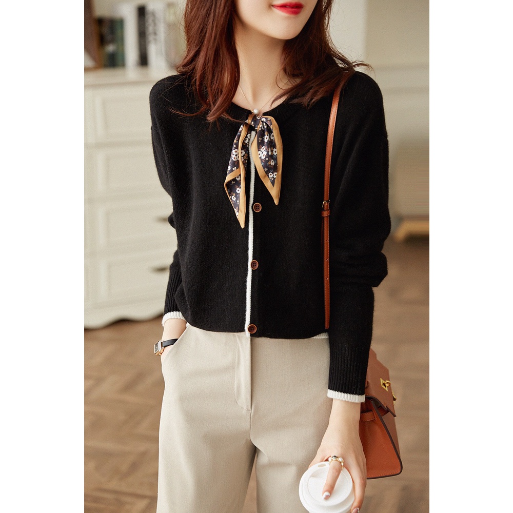 Áo len phối nơ họa tiết Forgirl kiểu vintage dáng ôm | BigBuy360 - bigbuy360.vn