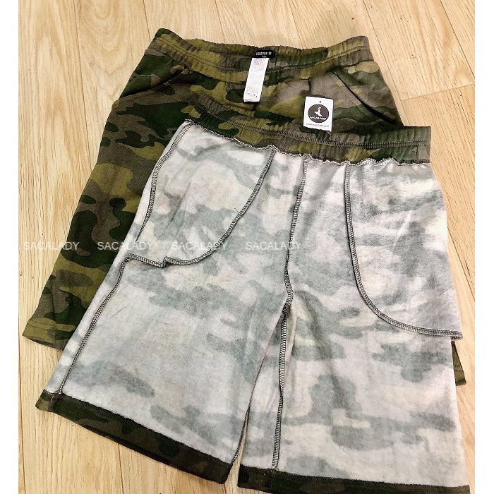 Quần Short Unisex F21 Cotton Nỉ Vằn Lính - 2788