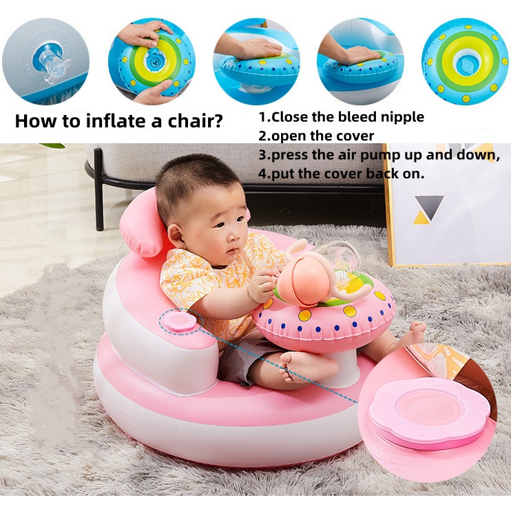 Ghế bơm hơi tập ngồi cho bé HAODEYI thích hợp từ 3 tháng đến 12 tháng tuổi