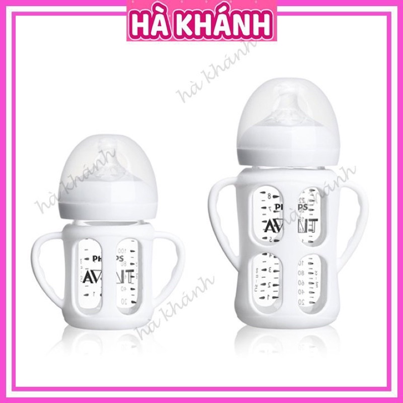 Bọc bình bữa Avent Natural cổ rộng chất liệu Silicone chống nóng, chống rơi vỡ, có tay cầm TC09