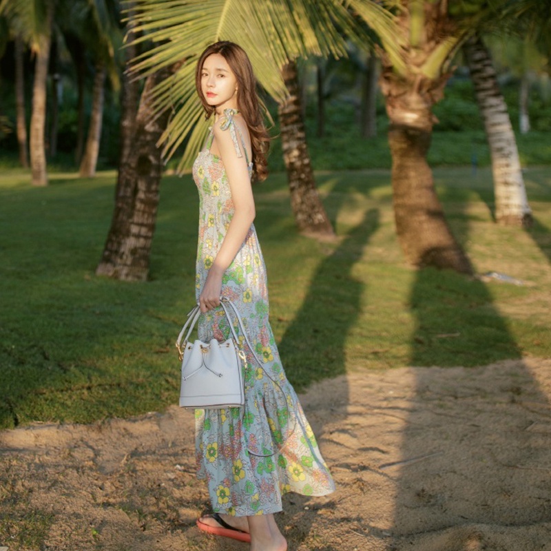Jane Váy hoa sling dress mùa hè cổ tích bên bờ biển