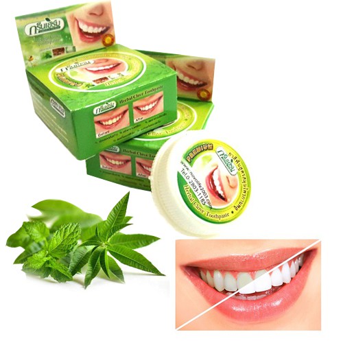 Kem tẩy trắng răng Green Herb Thái Lan 25g tặng hủ nhỏ 10g