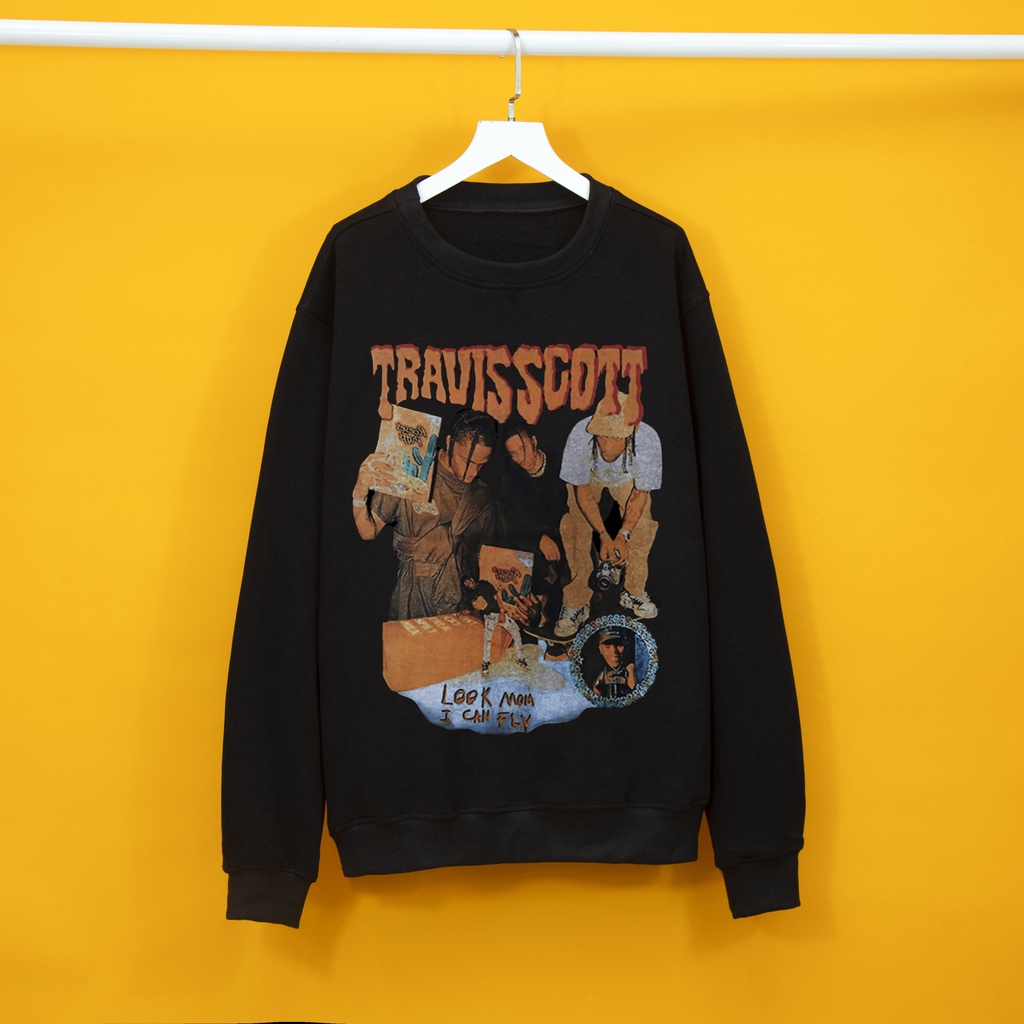 Áo Sweater Travis Scott Nỉ Da Cá Mỏng , Áo Sweatshirt Unisex Form Rộng Thời Trang Nam Nữ