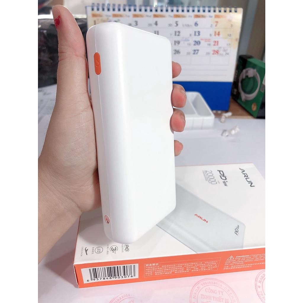 Sạc Dự Phòng Arun 20000 mAh  Sạc Nhanh 2 Chiều Type C, Hàng chính hãng bảo hành 6 tháng