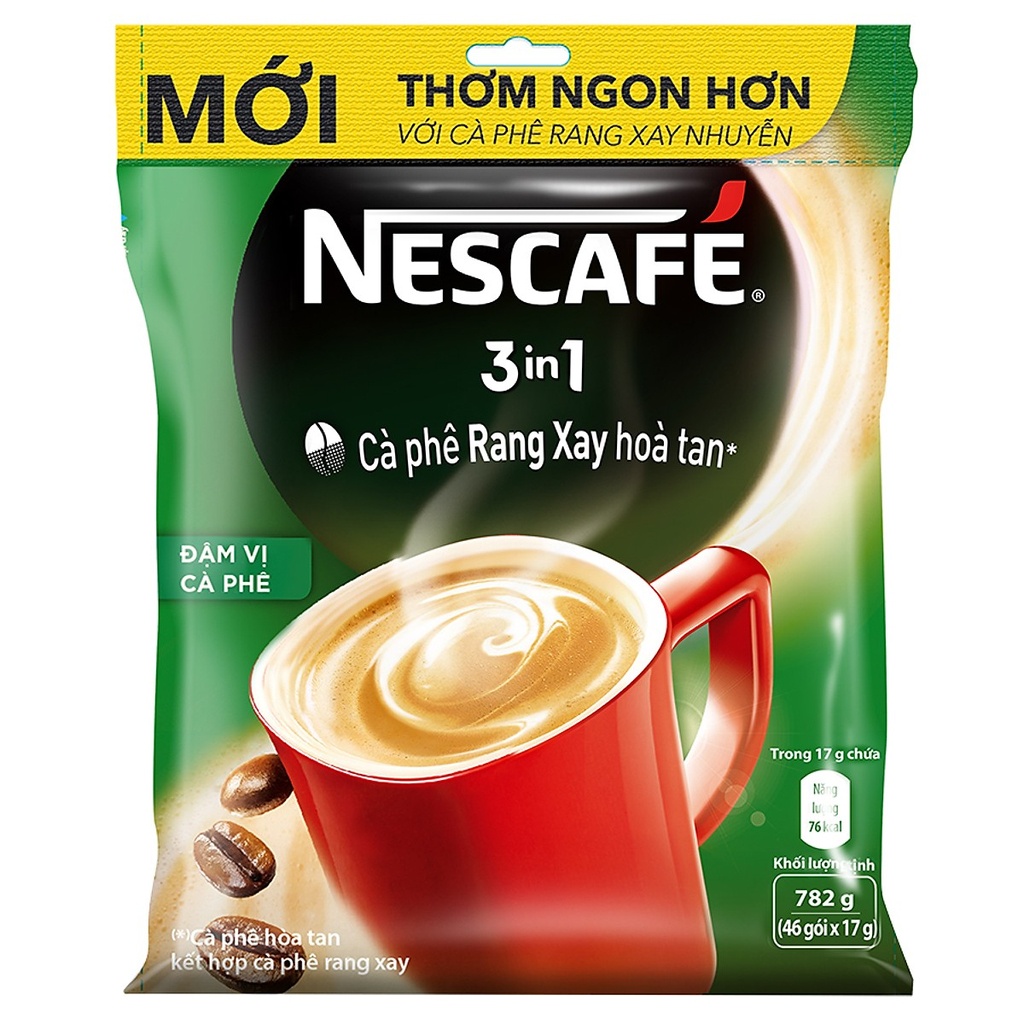 Cà phê rang xay hoà tan Nescafe 3in1 bịch 46 gói*17g