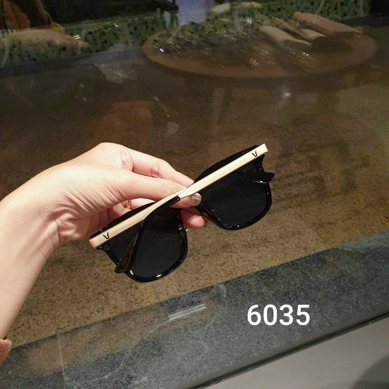 Kính mát nam nữ  chống UV400 thiết kế mắt vuông dễ đeo màu sắc thời trang 6035