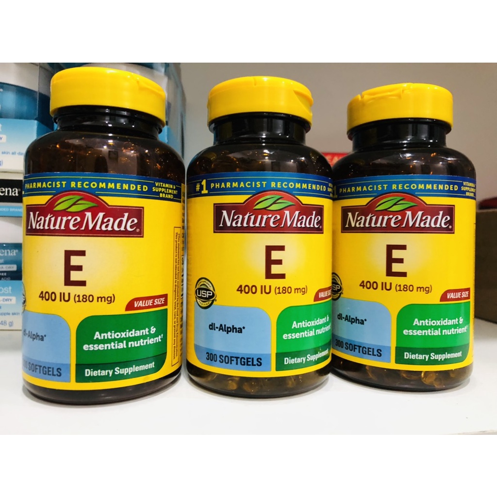 Date 2026 - hộp 300 viên vitamin E Nature Made 400 IU (180mg) của Mỹ