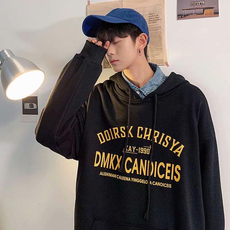 Áo Hoodie Tay Dài Có In Chữ Phong Cách Hàn Quốc Cho Nam / Nữ 4 Màu Lựa Chọn