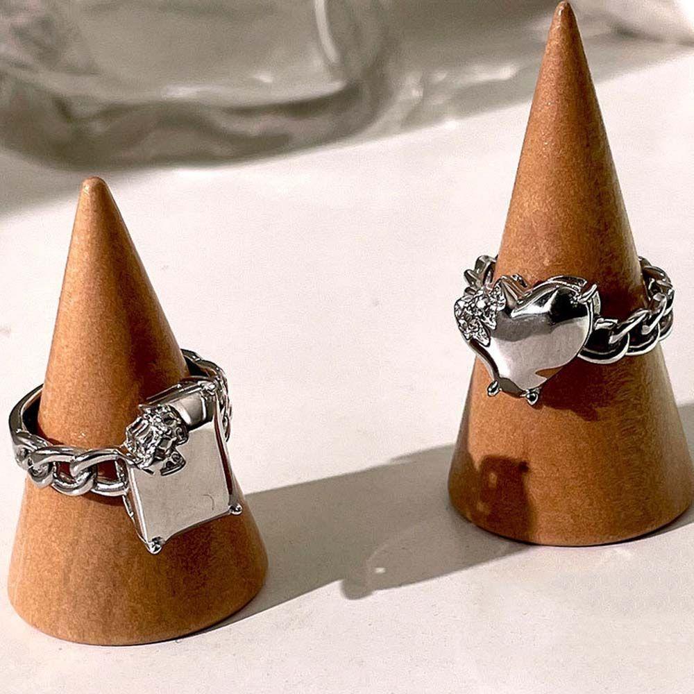 MXGOODS Nhẫn Hở Hình Trái Tim Phong Cách Hip Hop Hàn Quốc Thời Trang Dự Tiệc