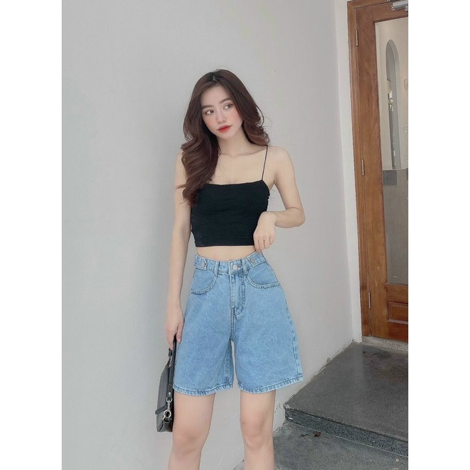 Quần jean ngố nữ lưng cao ống rộng vải jean denim không co dãn bền đẹp dễ phối đồ William - AT148